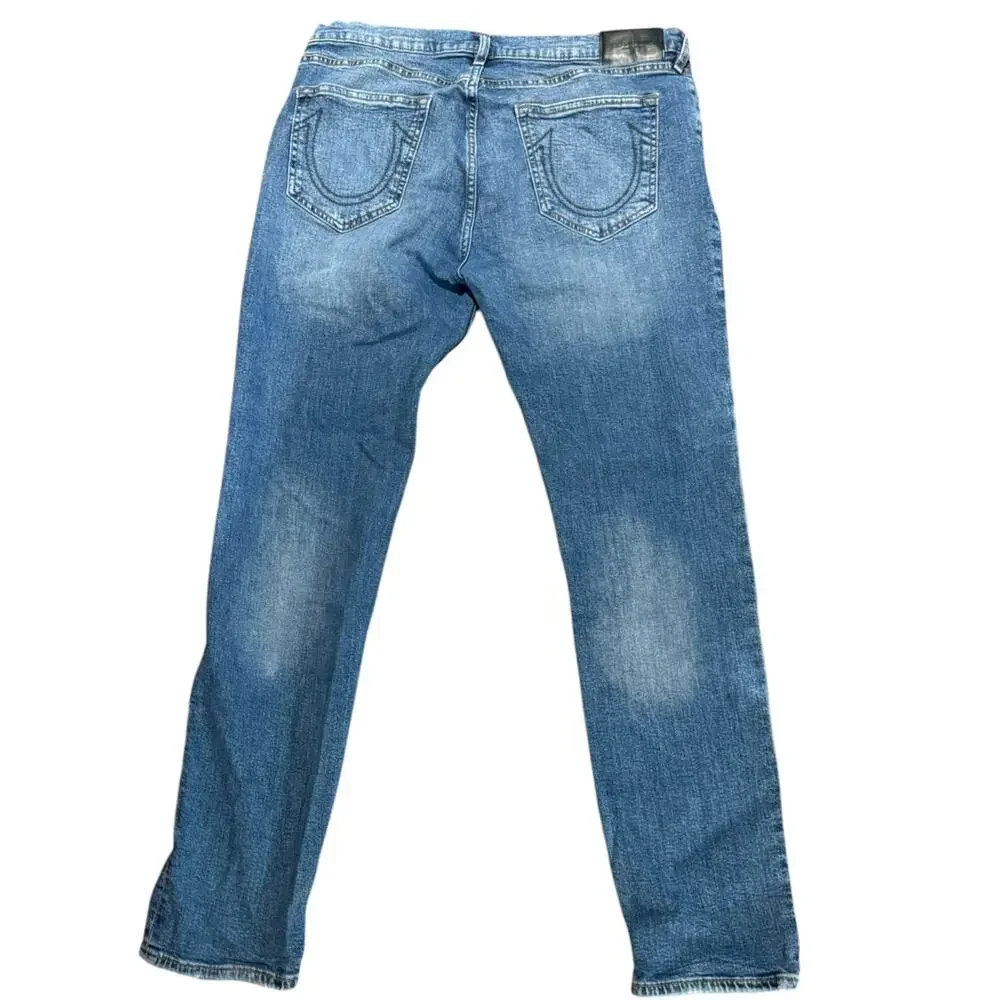 True Religion Classic Men's 38 x 33 Light Blue Relaxed Skinny Jeans
